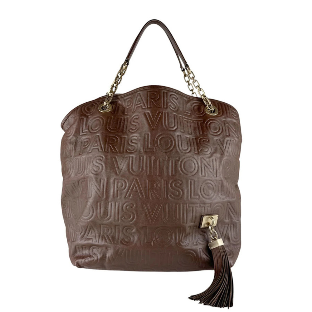 LOUIS VUITTON Authentic Brown Leather Shoulder Bag